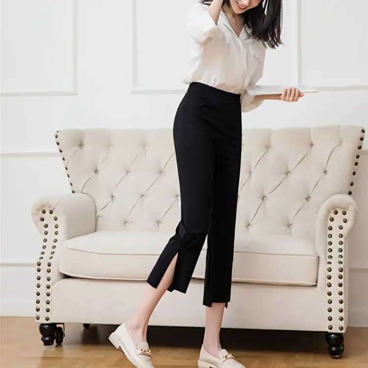 Black Light Oxygen Pants Large Casual Eight Point Slit Pants - Image 2