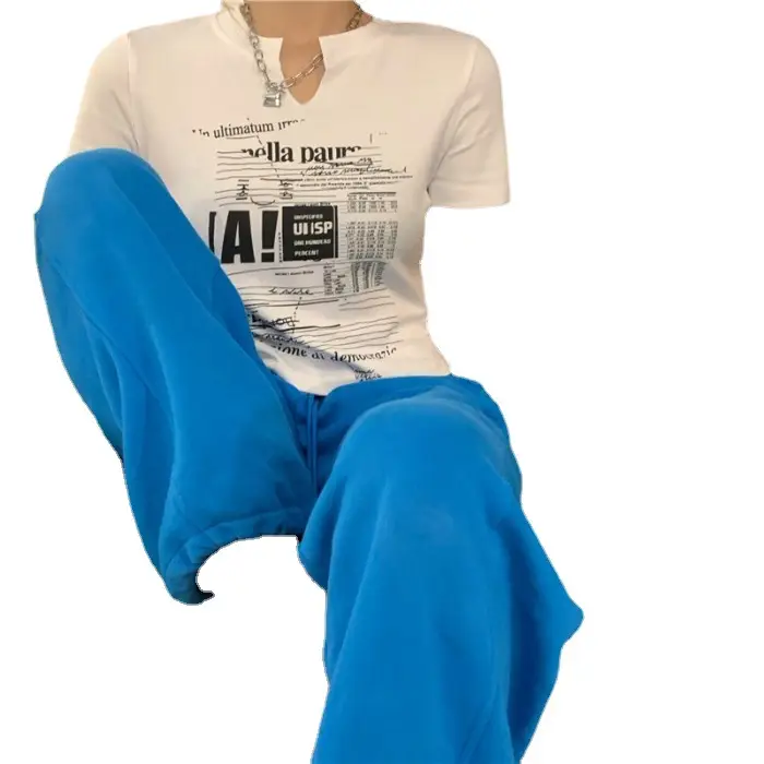 Women White V Neck Short Sleeve T-Shirt 2025 Summer - Image 7