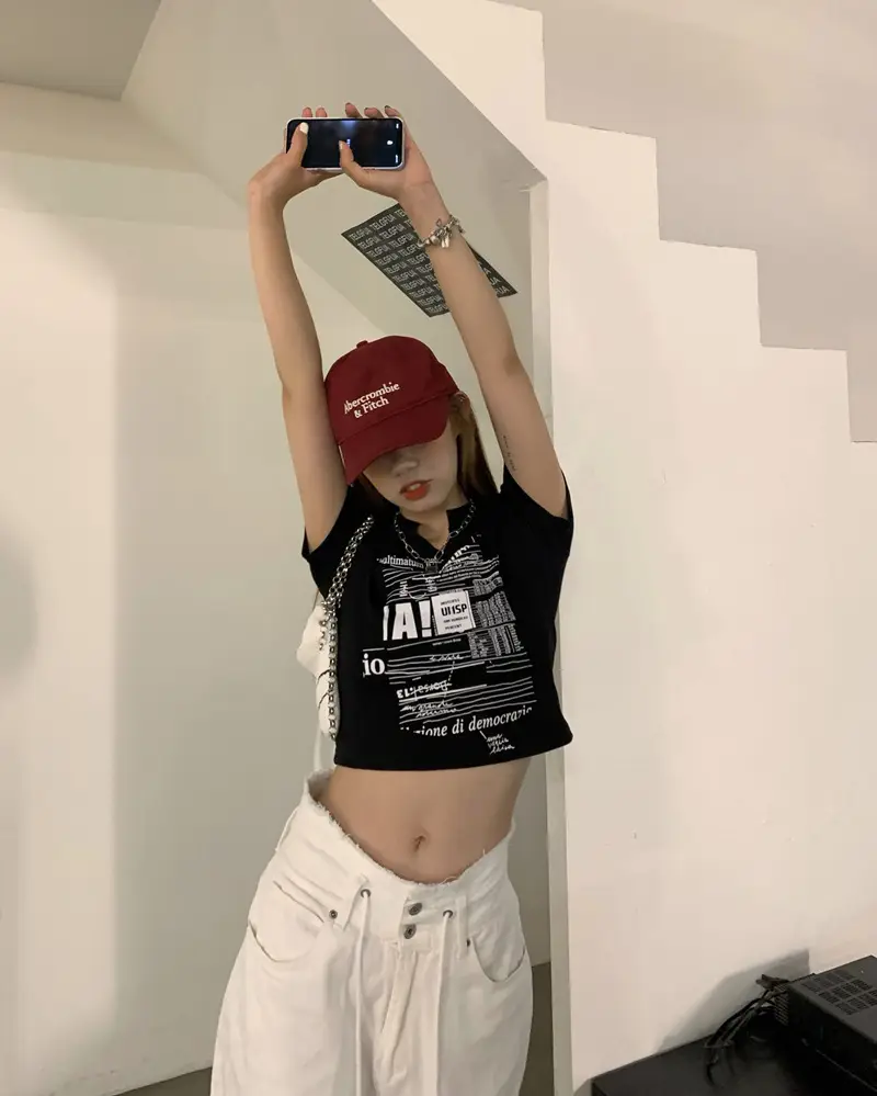 Women White V Neck Short Sleeve T-Shirt 2025 Summer — feature 24