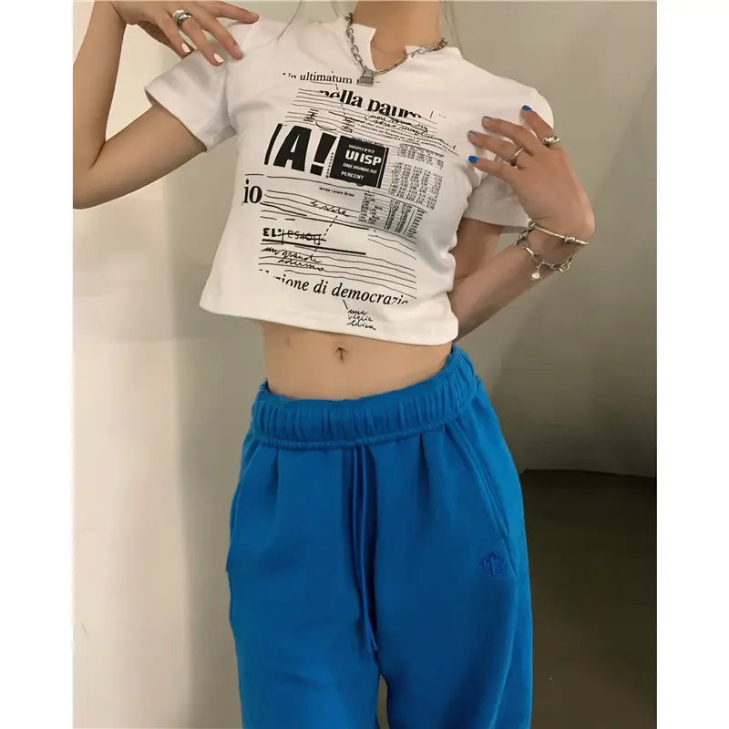 Women White V Neck Short Sleeve T-Shirt 2025 Summer — feature 8