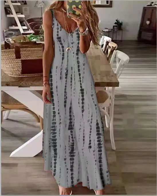 2023 Summer Tie-Dye Printed Long Sleeve Dress - Image 5