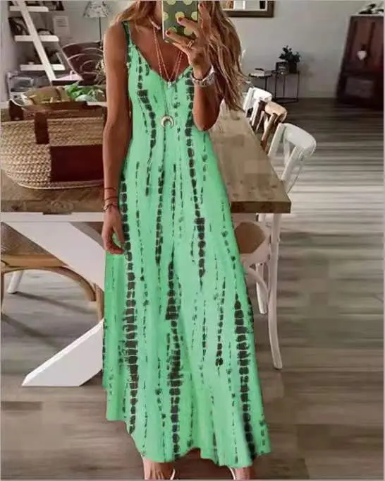 2023 Summer Tie-Dye Printed Long Sleeve Dress - Image 6
