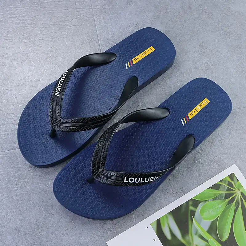 Men Black Korean Style Flip Flops Non-Slip - Image 4