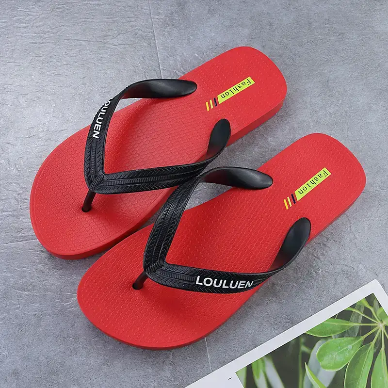 Men Black Korean Style Flip Flops Non-Slip - Image 2