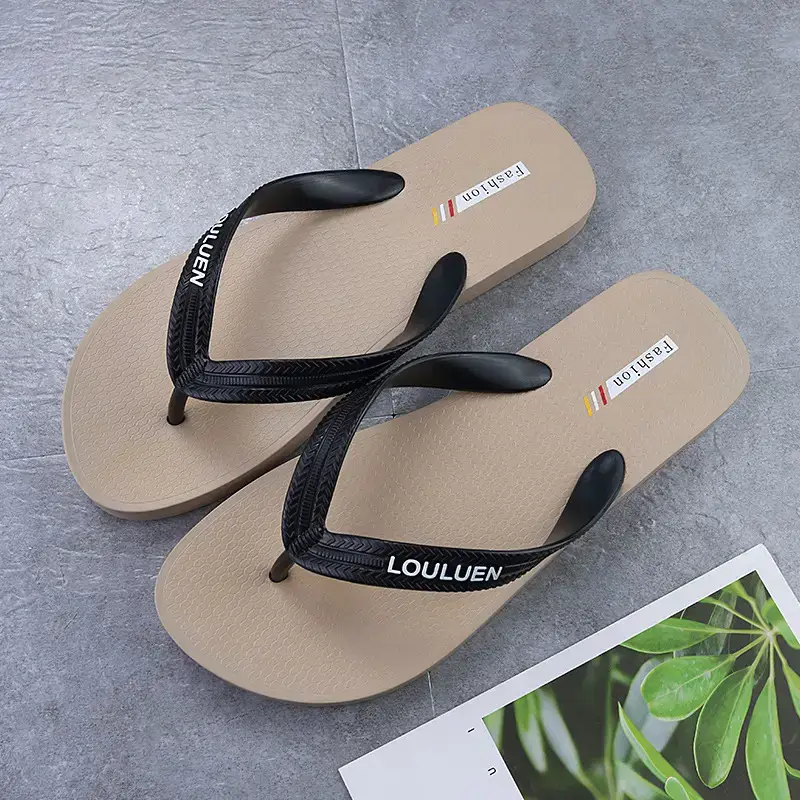 Men Black Korean Style Flip Flops Non-Slip - Image 3