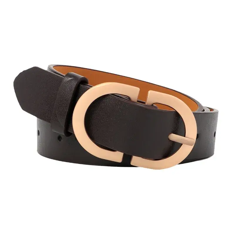 Black Retro Belt for Women with Korean Pin Buckle