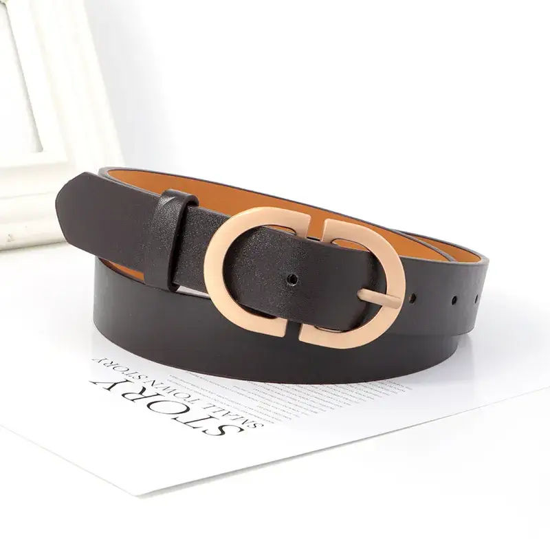 Black Retro Belt for Women with Korean Pin Buckle