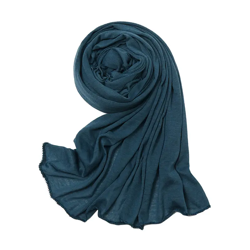 Women's Green Mercerized Cotton Scarf Autumn Winter - Image 12