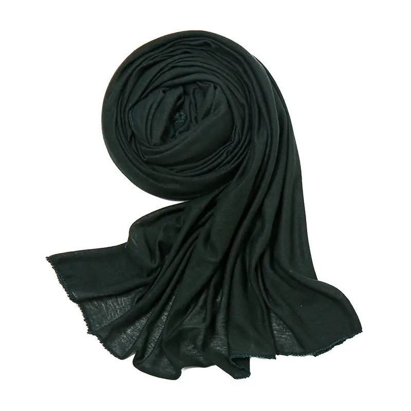 Women's Green Mercerized Cotton Scarf Autumn Winter - Image 13