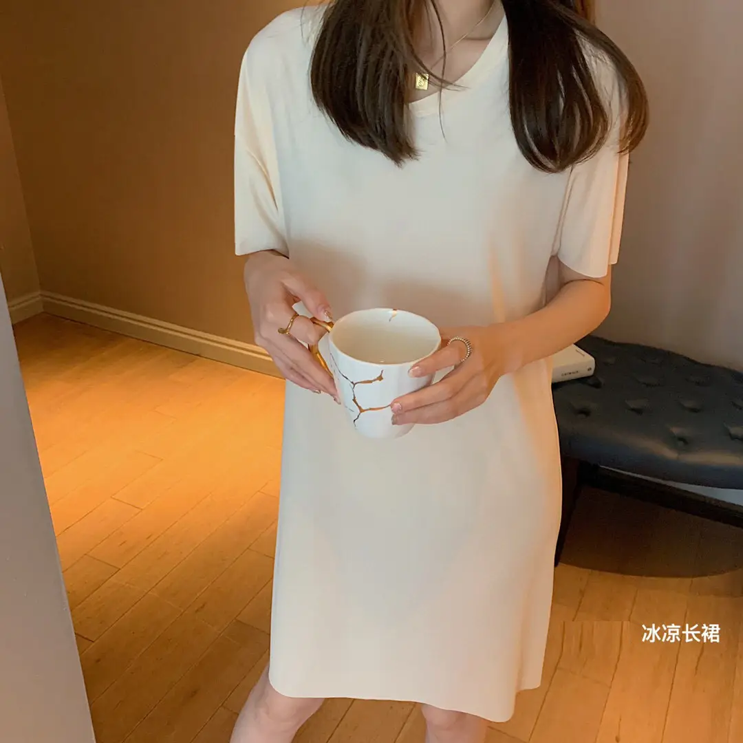 2024 Summer Women's Pink Long Dress Loose Casual Home Wear