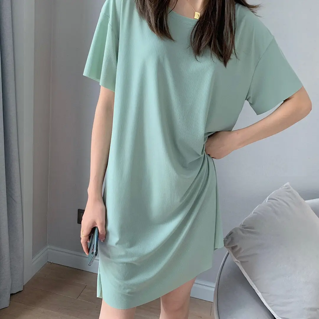 2024 Summer Women's Pink Long Dress Loose Casual Home Wear — feature 12