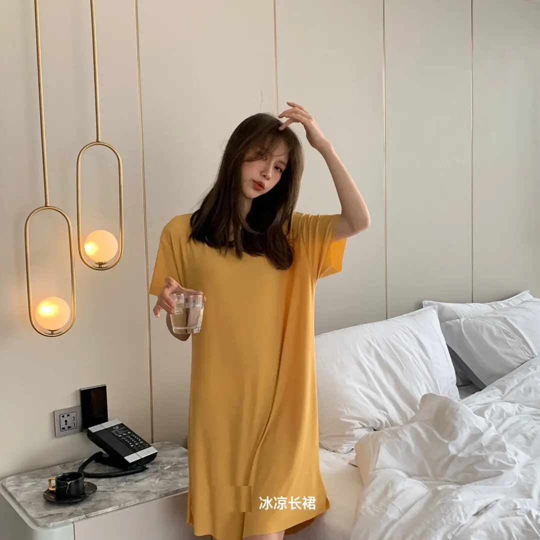 2024 Summer Women's Pink Long Dress Loose Casual Home Wear — feature 10