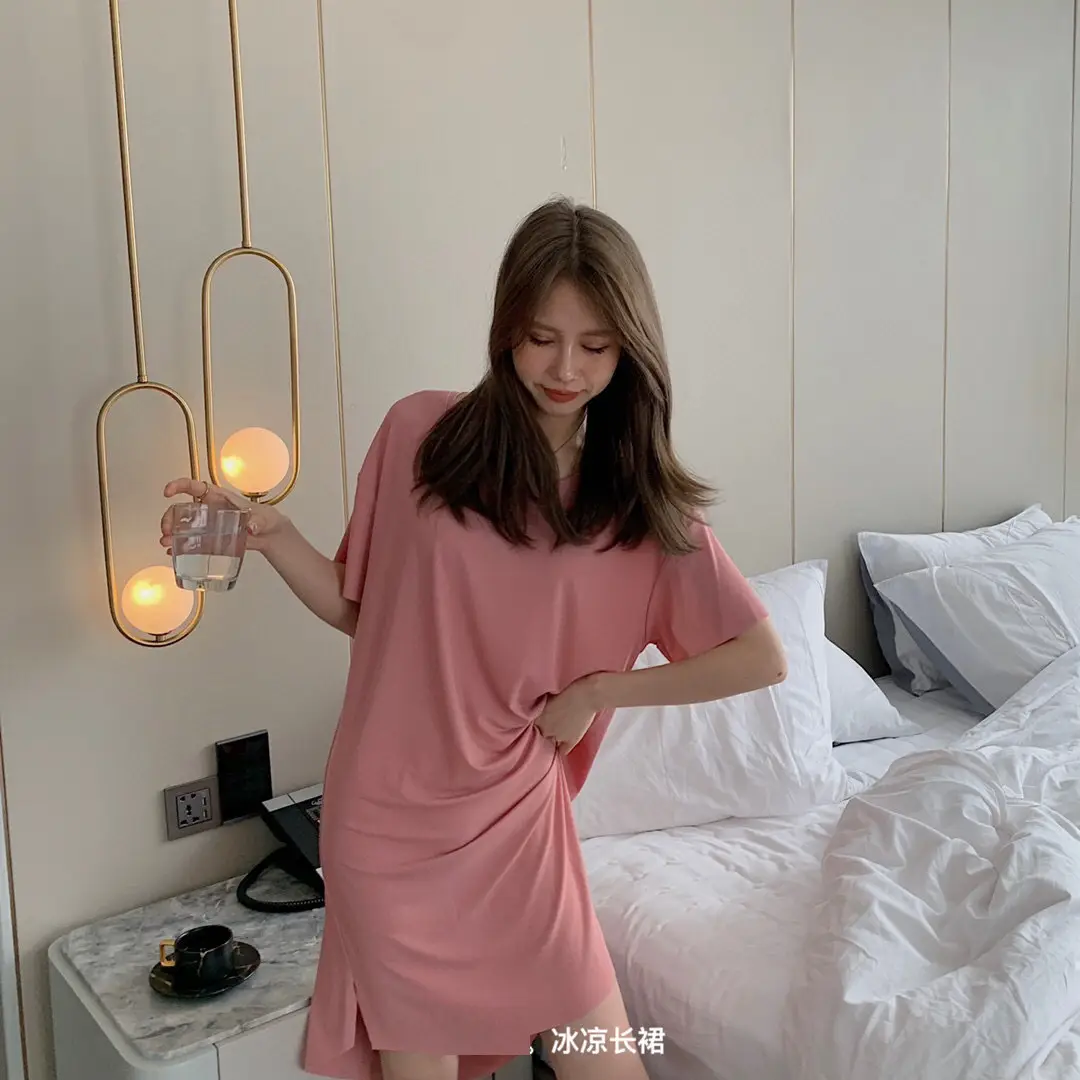 2024 Summer Women's Pink Long Dress Loose Casual Home Wear — feature 16