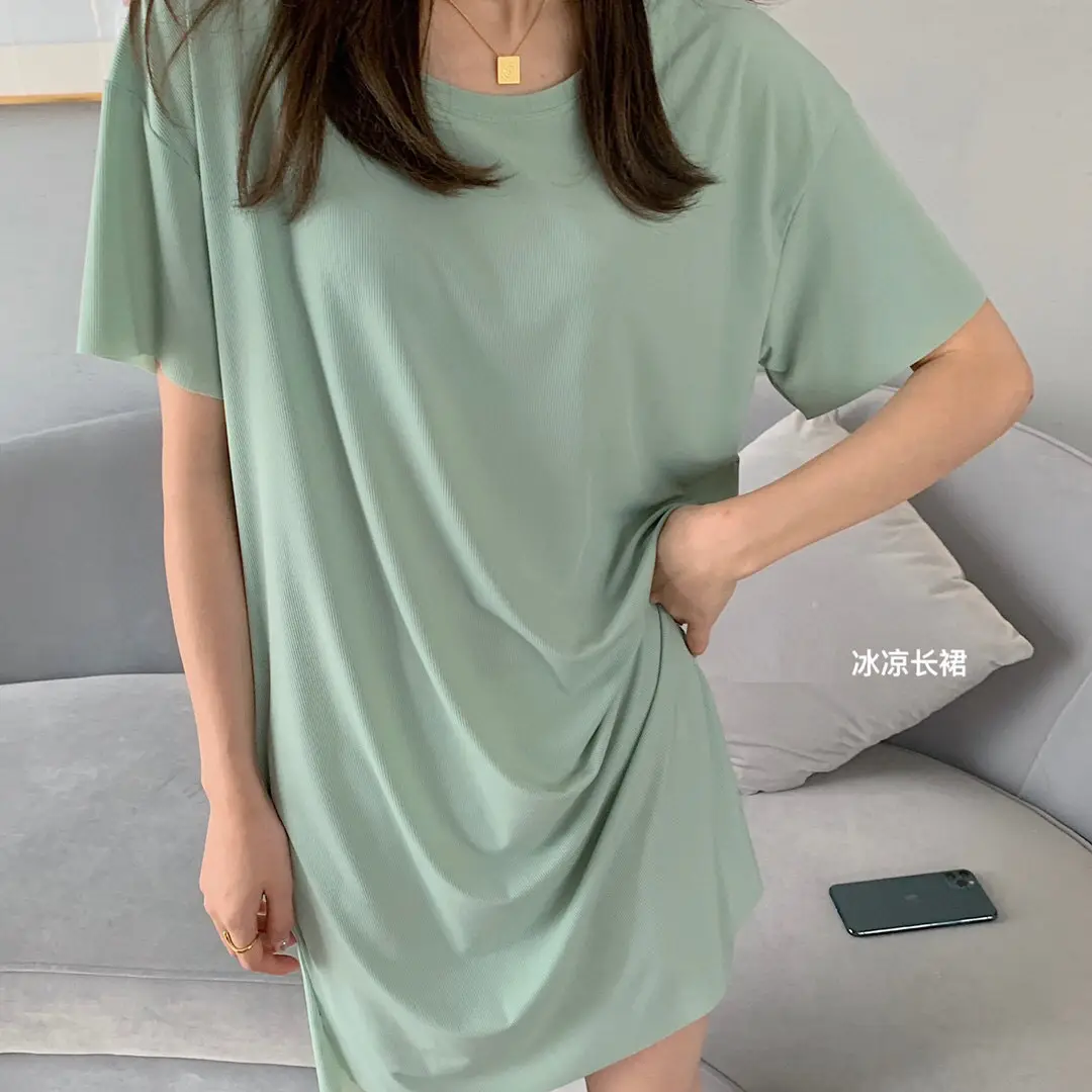 2024 Summer Women's Pink Long Dress Loose Casual Home Wear