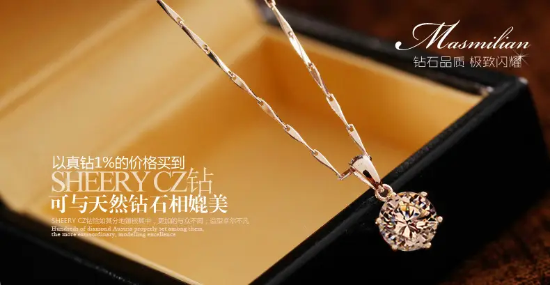 Large Six-Claw Diamond Silver Plated Necklace for Women — feature 13