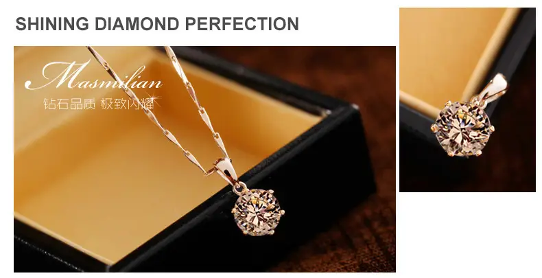 Large Six-Claw Diamond Silver Plated Necklace for Women — feature 21