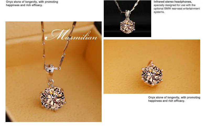 Large Six-Claw Diamond Silver Plated Necklace for Women — feature 22
