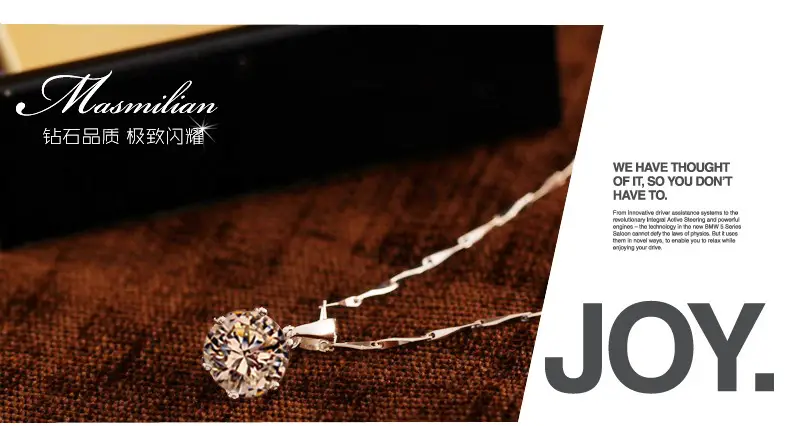 Large Six-Claw Diamond Silver Plated Necklace for Women — feature 23