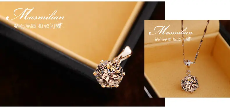 Large Six-Claw Diamond Silver Plated Necklace for Women — feature 24
