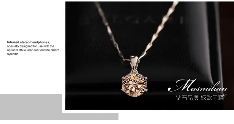 Large Six-Claw Diamond Silver Plated Necklace for Women — feature 25