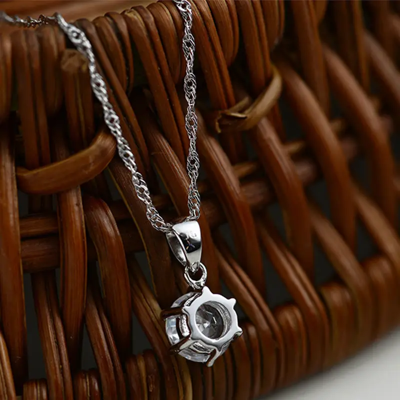 Large Six-Claw Diamond Silver Plated Necklace for Women — feature 26