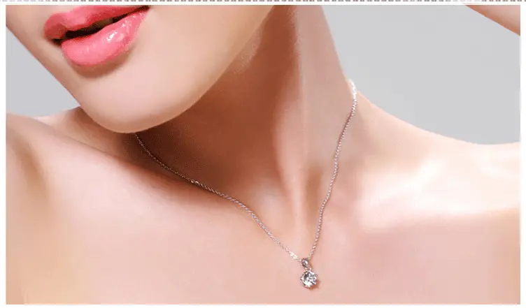Large Six-Claw Diamond Silver Plated Necklace for Women — feature 4