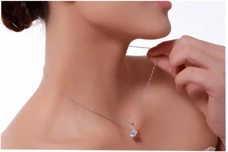 Large Six-Claw Diamond Silver Plated Necklace for Women — feature 5