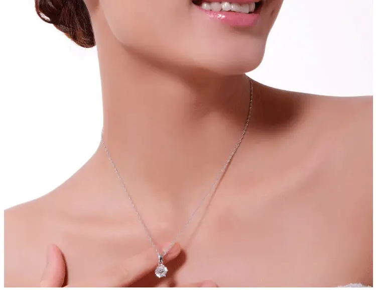 Large Six-Claw Diamond Silver Plated Necklace for Women — feature 6