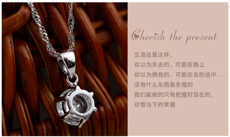 Large Six-Claw Diamond Silver Plated Necklace for Women — feature 7