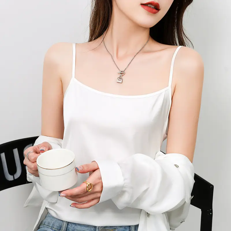 Black Silk Satin Sleeveless Camisole Women - Image 4