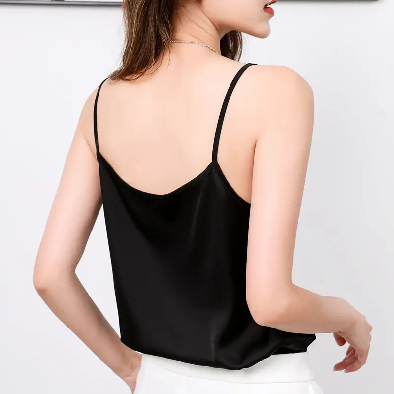 Black Silk Satin Sleeveless Camisole Women - Image 5
