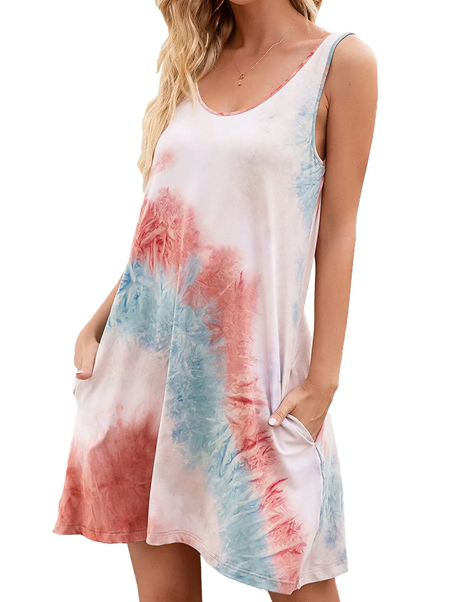 Tie-Dye Printed Sleeveless Vest Dress for Women - Image 4