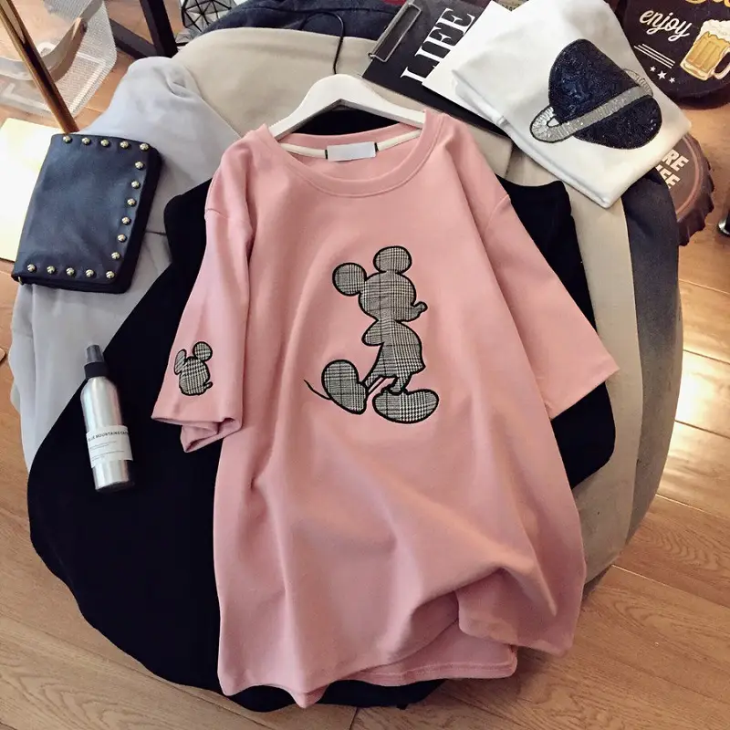 Women Pink Cartoon T-Shirt Short Sleeve 2026 - Image 2