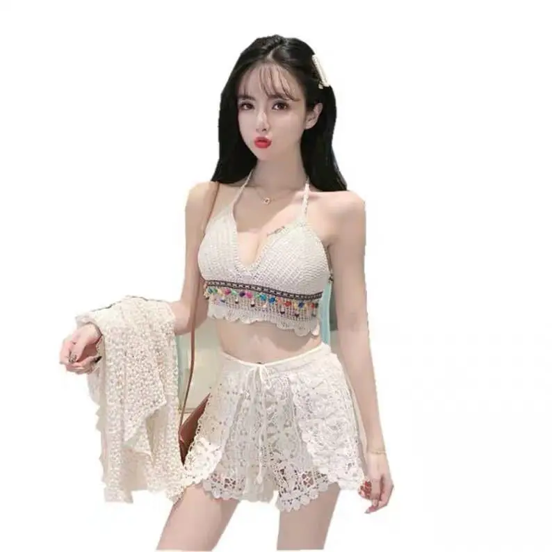 New Summer Bikini Set Korean Style Knitted Three Piece - Image 157