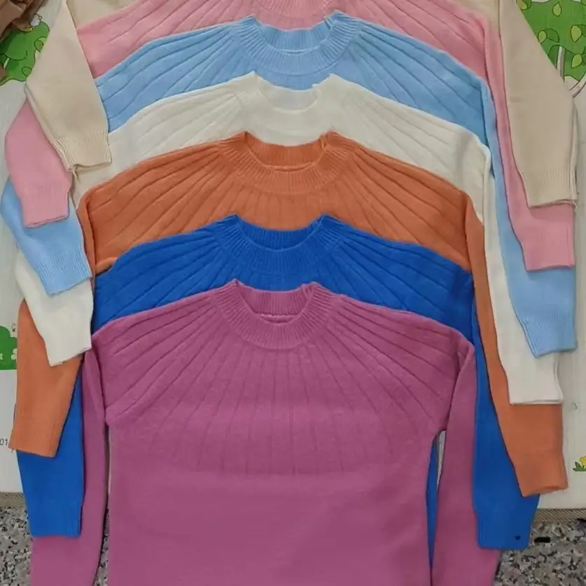 Women's Pink Lazy Pullover Sweater Round Neck 2021 - Image 8