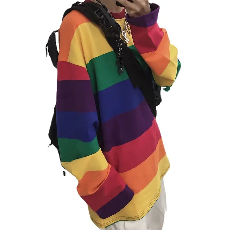 Rainbow Striped Long Sleeve T-Shirt for Women - Image 5