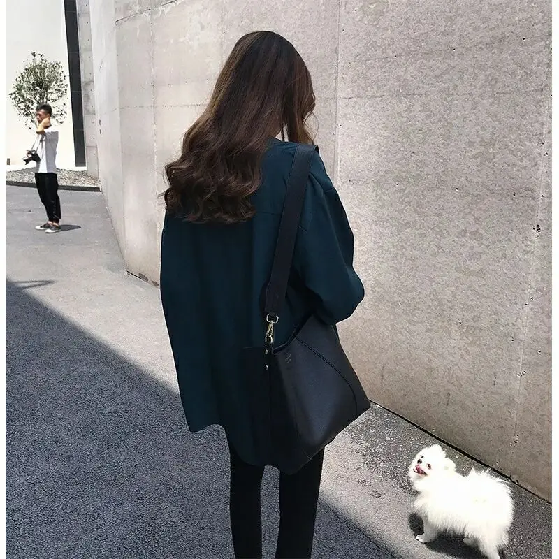 Women's Blue Chiffon Long Sleeve Shirt Large - Image 7