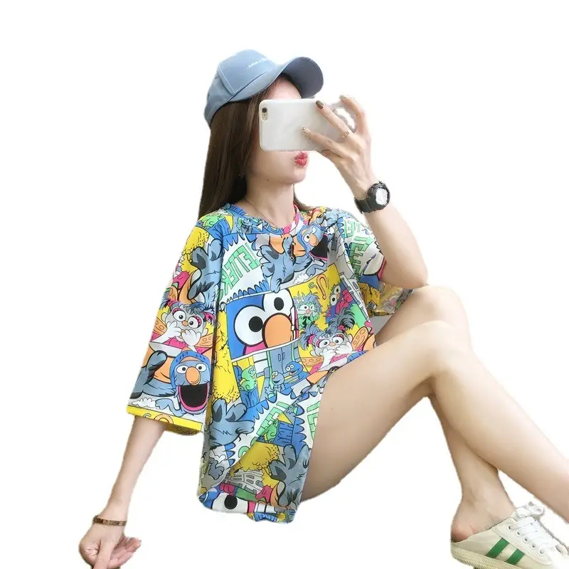 Korean Style Diaper Print T-Shirt for Women - Image 5