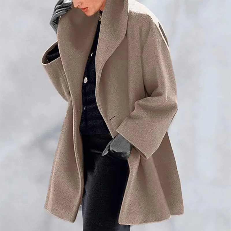 Double-Sided Tweed Hooded Coat Light Blue Women Winter - Image 9
