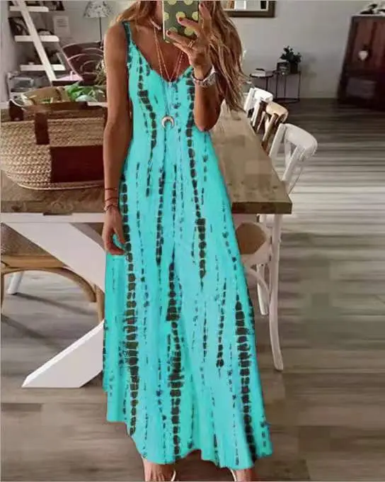 2023 Summer Tie-Dyed Printed Long Sleeve Dress - Image 10