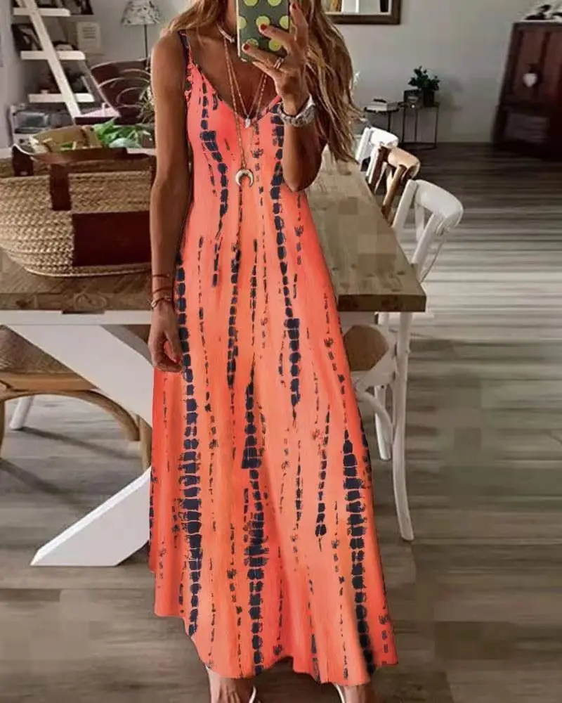 2023 Summer Tie-Dyed Printed Long Sleeve Dress - Image 3