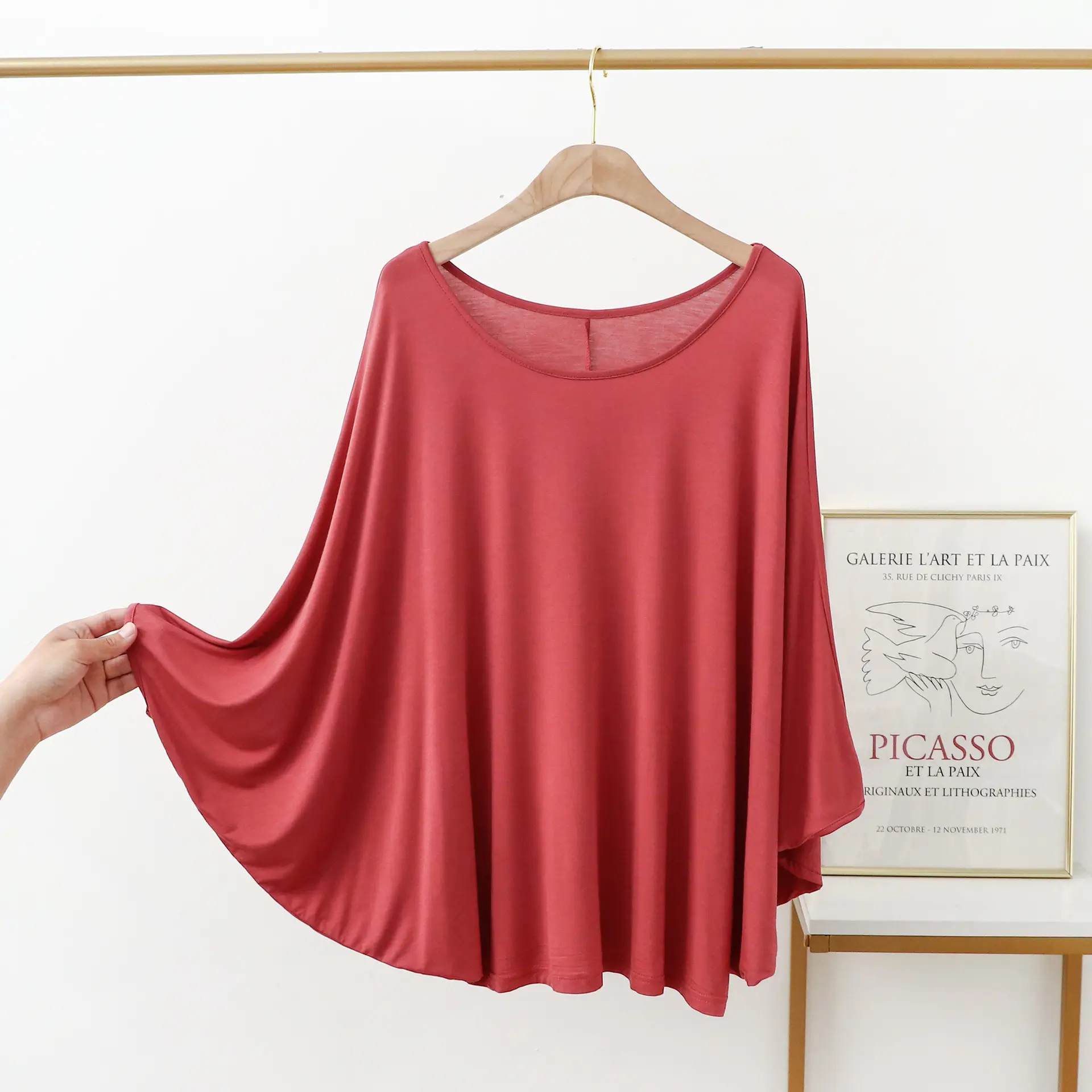 Women's Red Modal Batmobile Top Loose Slim Fit - Image 12