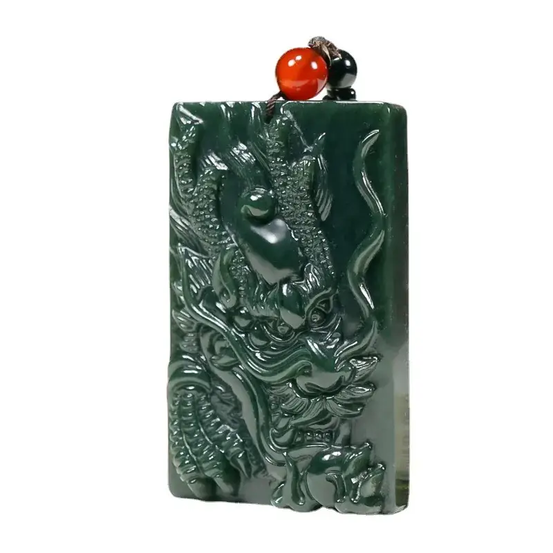 Hetian Jade Dragon Pendant for Men Green - Image 5