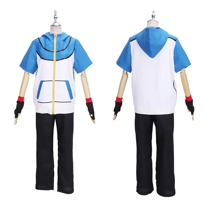 Pokemon Cosplay Suit Blue White Shorts Cap Hat - Image 7