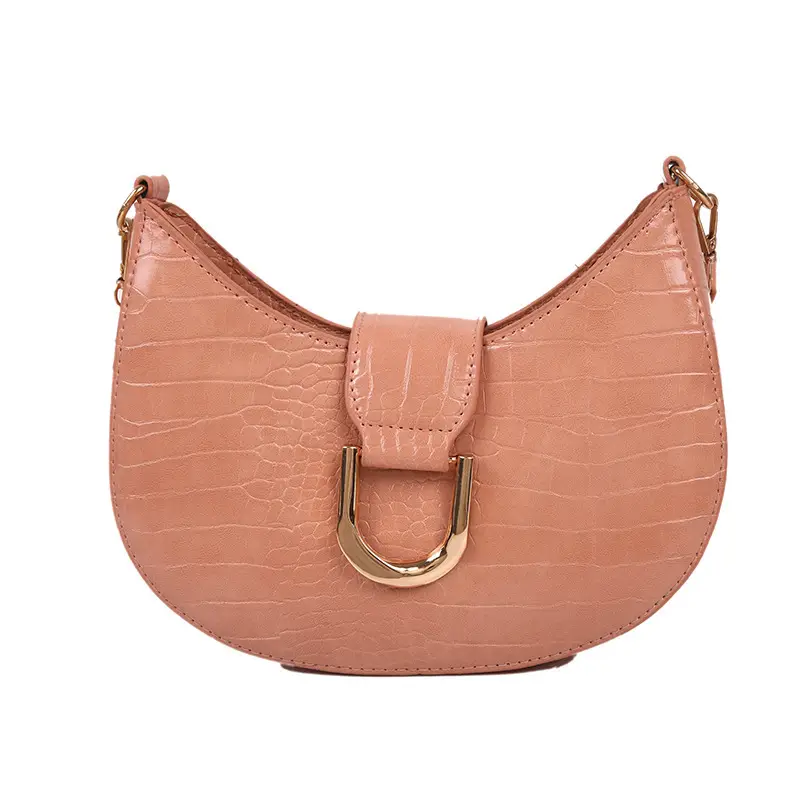 White Croc Texture Shoulder Bag with Pearl Strap - Image 10