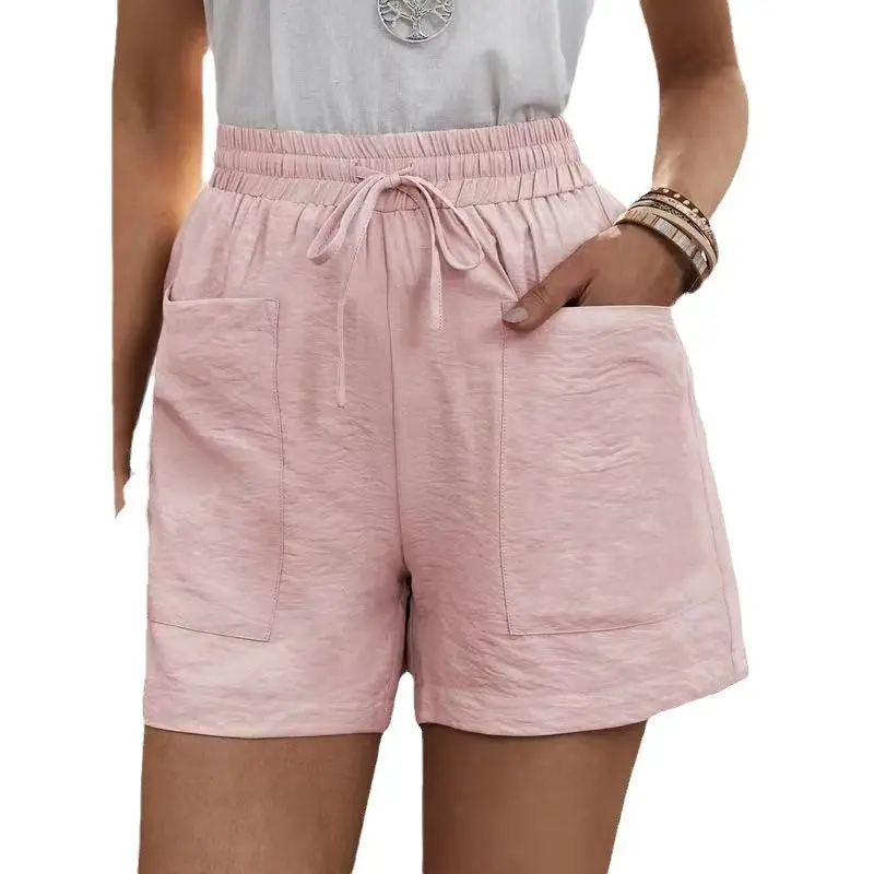 Yellow Linen Casual Shorts with Flap Pocket Large - Image 15
