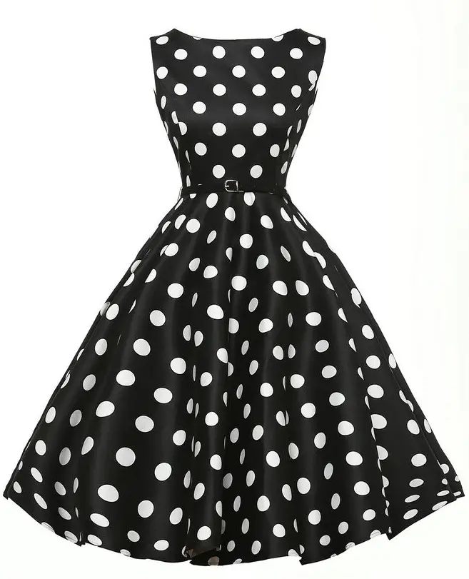 Explosion Retro Polka Dot Waist Swing Dress Belt - Image 2