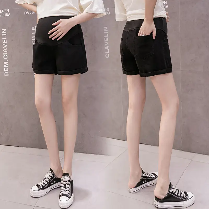 Maternity Denim Shorts for Pregnant Women Summer Loose Support - Image 4