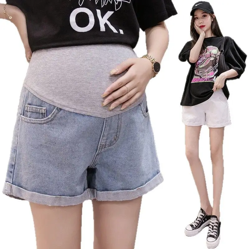 Maternity Denim Shorts for Pregnant Women Summer Loose Support - Image 5