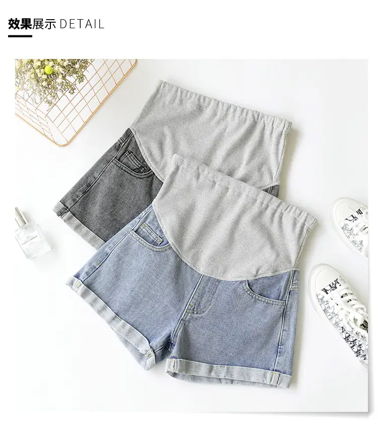 Maternity Denim Shorts for Pregnant Women Summer Loose Support — feature 15